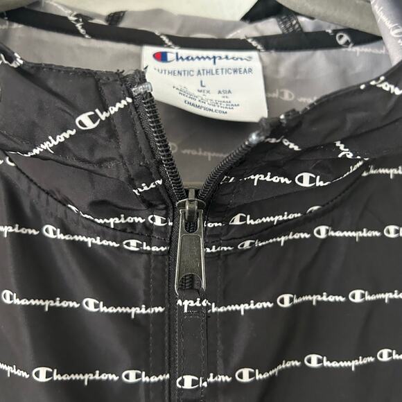 Champion Men's Packable Wind Breaker Quarter Zip Hooded Rain Jacket L Large - Picture 5 of 8